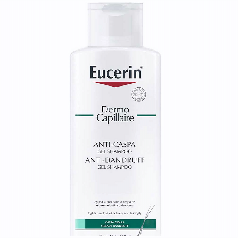 Eucerin Dermocapillaire Shampoo gel Anti Dandruff (250ml/8.45fl oz) Zinc Pyrithione, Glycerin, Panthenol, Allantoin & Vitamin B5 for Dandruff Control