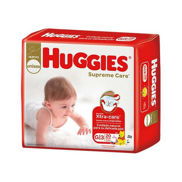 Huggies Supreme Care G Diapers (20 Units) - Natural Fibres, Xtra-Care Technology, Fun Designs & Maximum Dryness