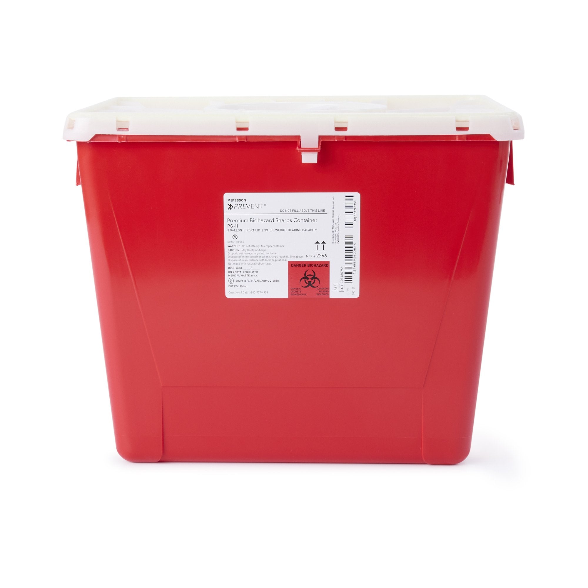 McKesson Prevent® Sharps Container, 8 Gallon, 13-1/2 x 17-3/10 x 13 Inch (1 Unit)