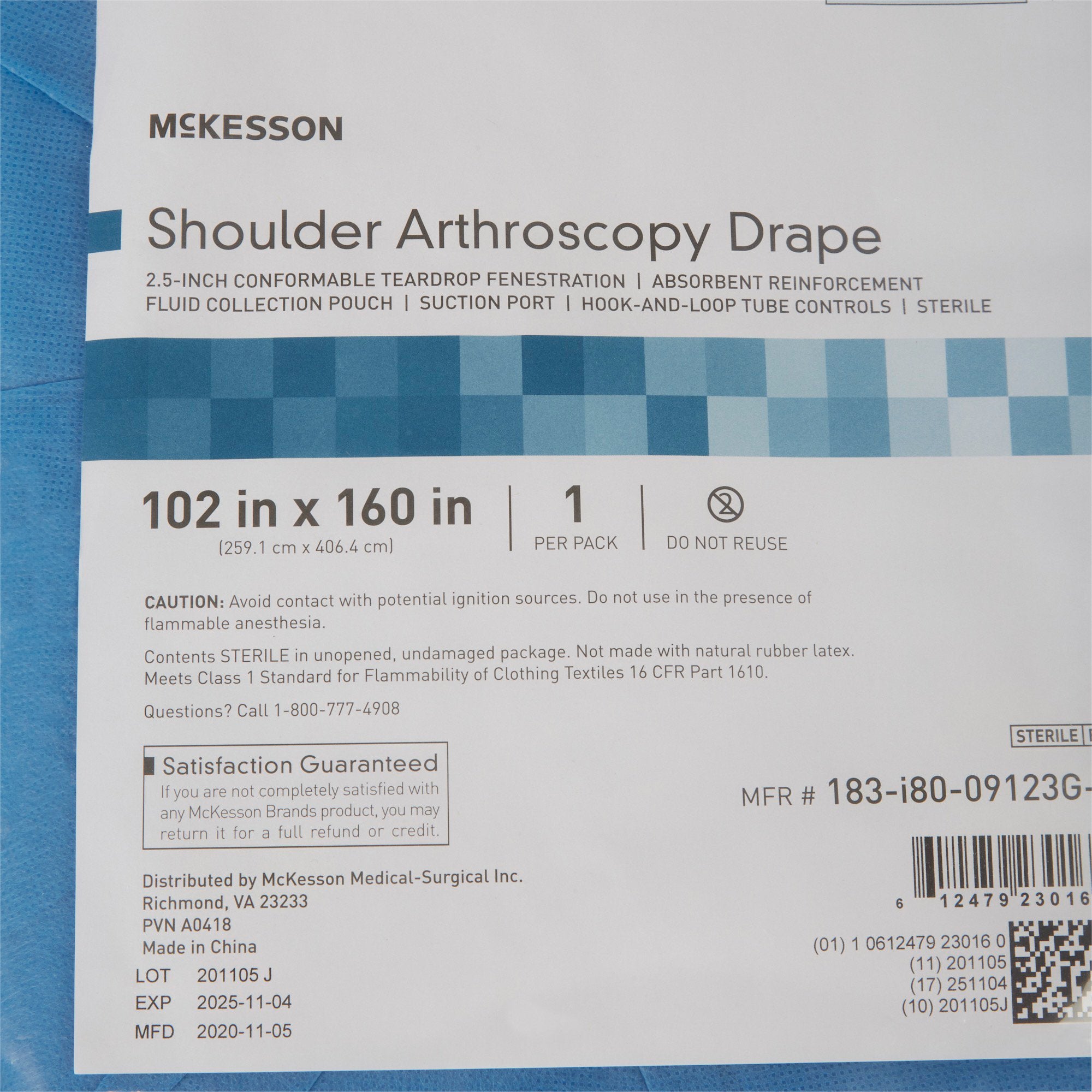 McKesson Sterile Shoulder Arthroscopy Orthopedic Drape, 102 x 160 Inch (1 Unit)