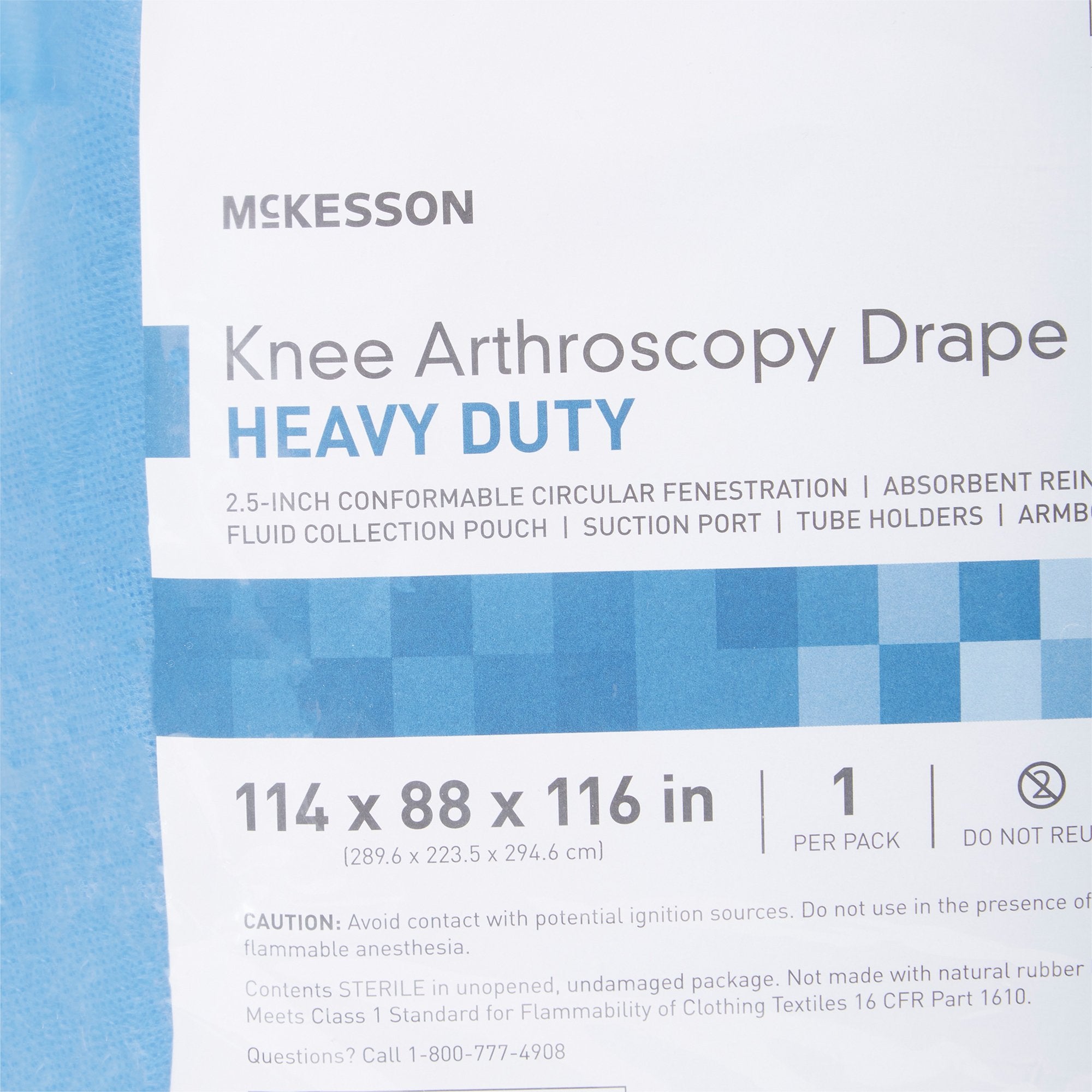 McKesson Heavy-Duty Knee Arthroscopy Drape, 114 x 88 x 116 Inch (8 Units)