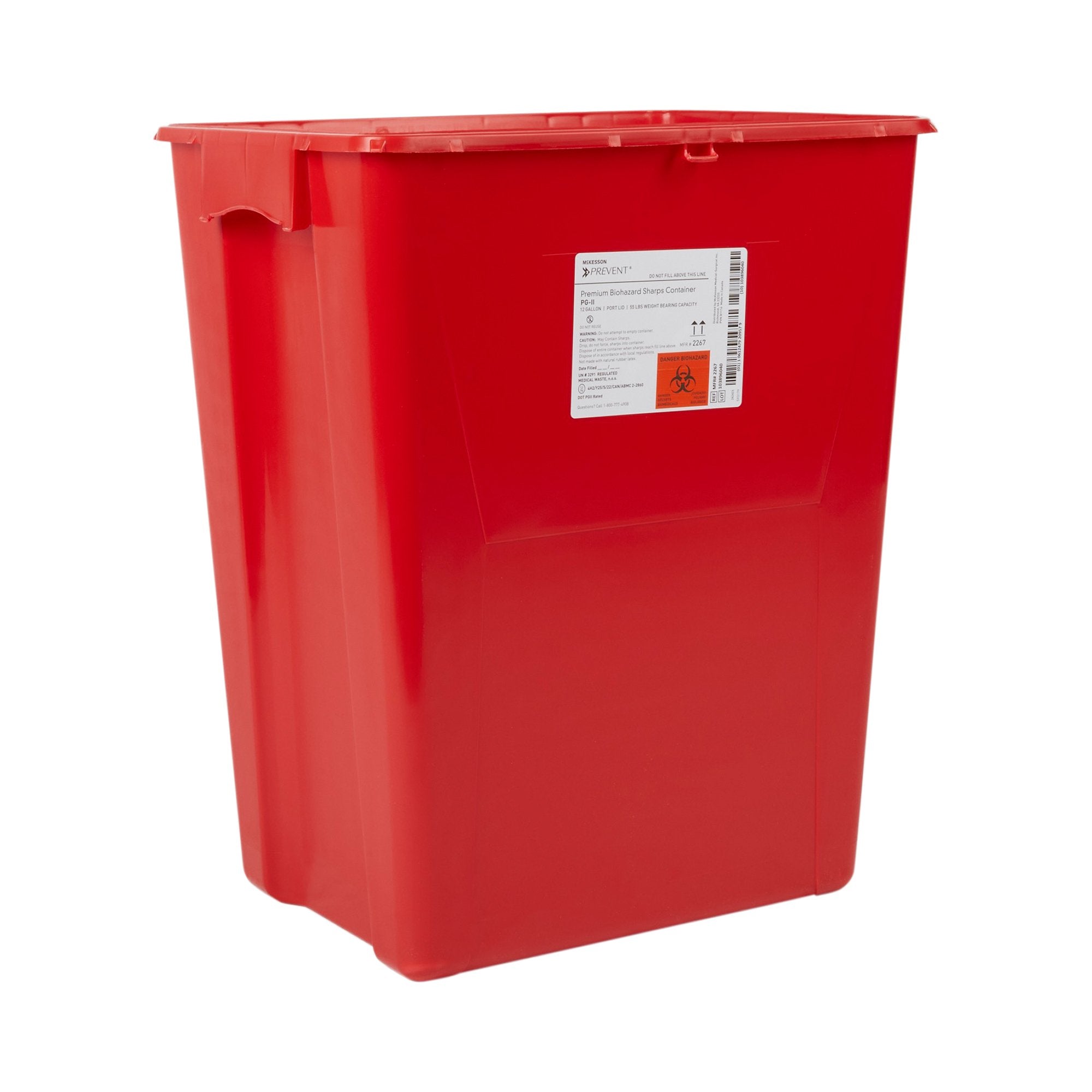 McKesson Prevent® Sharps Container, 12 Gallon, 20-4/5 x 17-3/10 x 13 Inch (8 Units)