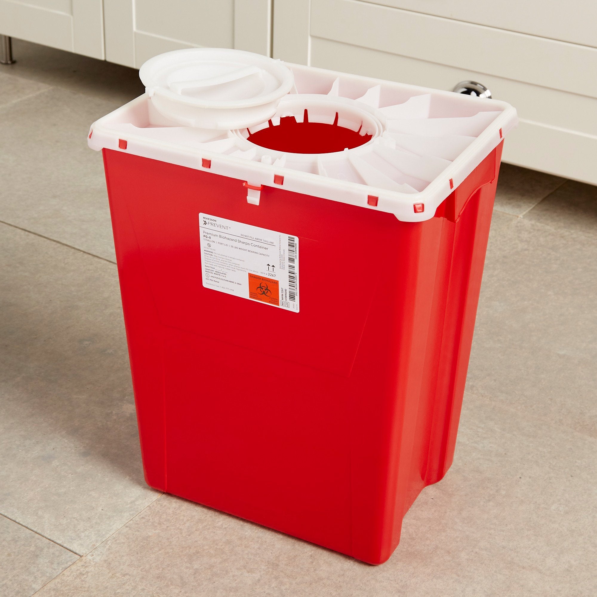 McKesson Prevent® Sharps Container, 12 Gallon, 20-4/5 x 17-3/10 x 13 Inch (8 Units)