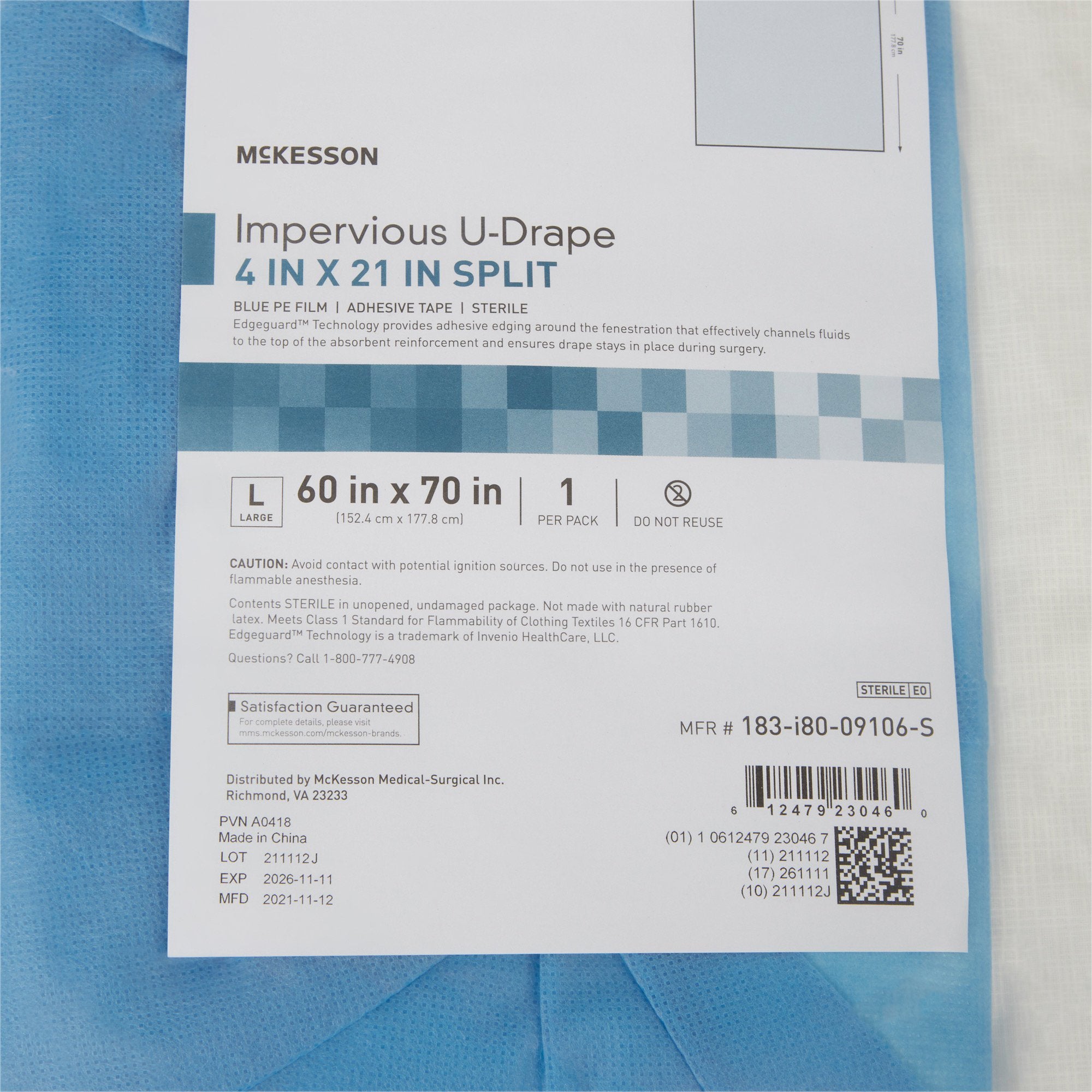McKesson Sterile Impervious Orthopedic U-Drape, 60 x 70 Inch (1 Unit)