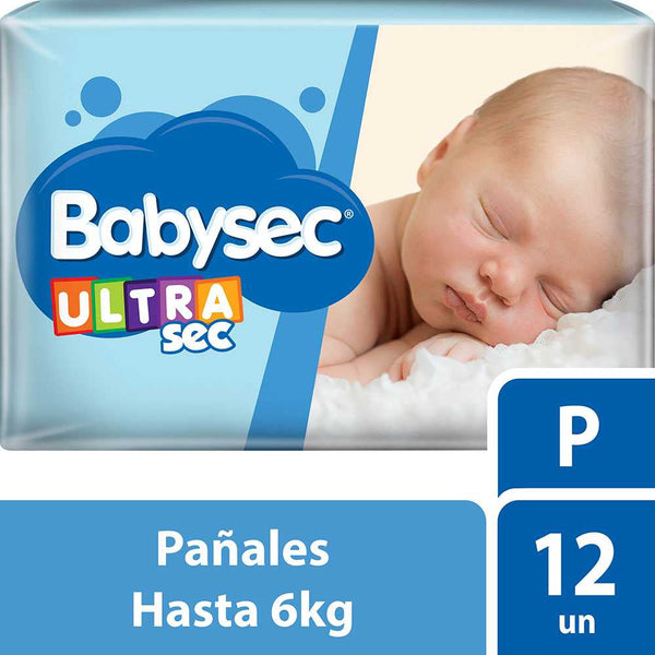 Babysec Ultrasec P Standard Diapers Pack (12 Units) - Super Absorbent Core Layer, Breathable Backsheet, Wetness Indicator & More!