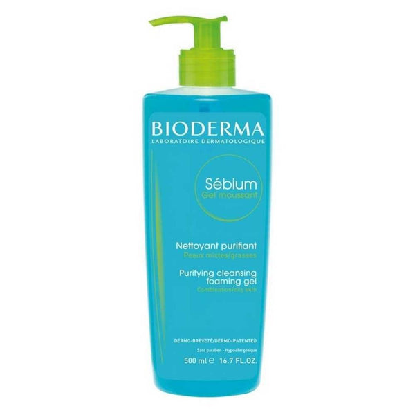 Bioderma Gel Moussant Sebium Oily Skin Acne (500Ml / 16.9Fl Oz)Fluidactiv Sebocorrector Complex,Purifying Active Ingredient,Soap-Free & Hypoallergenic