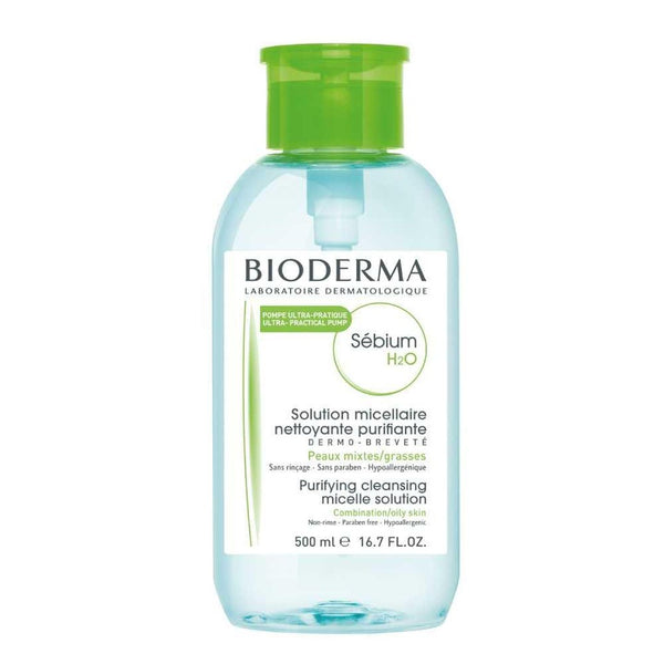 Bioderma Micellar Solution Sebium H2O (500ml/16.9fl oz): Non-Drying, Non-Irritating, Fragrance-Free & More
