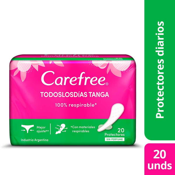 Carefree Daily Protectors Every Day Tanga (20 Units) - Soft, Breathable and Leak-Proof Protection for up to 8 Hours