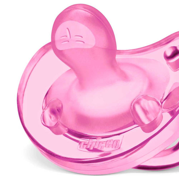 Chicco PhysioSoft Boy Pacifier 0-6m Pink - Unique Ventilation System, Special Handle, Safety Ring & Anti-Slip System