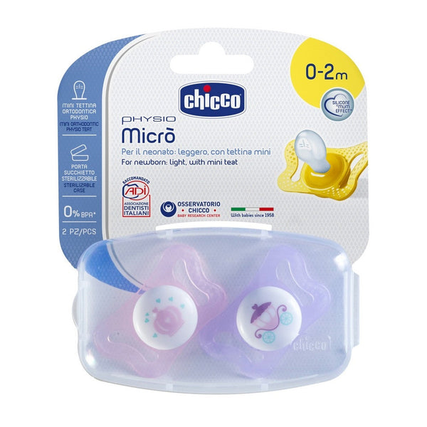 Chicco Physiomicr√≤ 0-2M Pink Pacifier: Soft and Non-Toxic Silicone Teat with Flexible Anti-Slip Ring