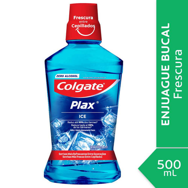 Colgate Plax Ice Mouthwash (500ml/16.9fl Oz) ‚Alcohol-Free, Vitamin E & Aloe Vera, Anti-Plaque & Anti-Bacterial Action