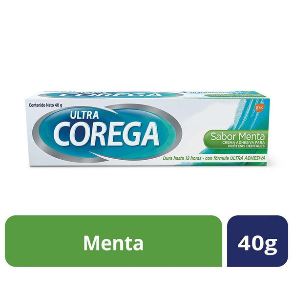 Corega Adhesive For Dental Prosthetics Ultra Cream Mint Flavor 40Gr | Non-Toxic & Easy to Apply | Natural Ingredients | No Refrigeration Needed