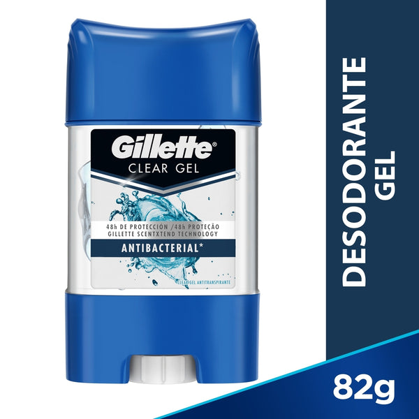 Gillette Clear Antibacterial Antiperspirant Gel Deodorant 82Gr | Non-Irritating, Non-Staining, Hypoallergenic, Dermatologically Tested, Alcohol-Free, Suitable for All Skin Types