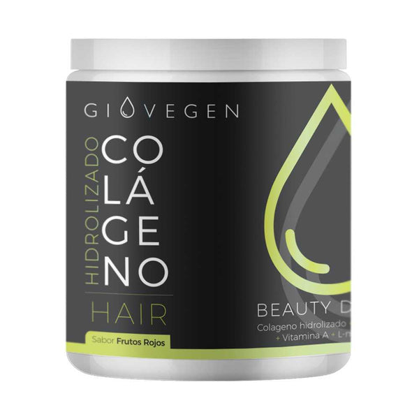 Giovegen Red Fruits Hair Supplement - 180Gr / 6.34Oz - Hydrolyzed Collagen, Vitamin C, L-Methionine, Vitamin A for Hair Health & Shine