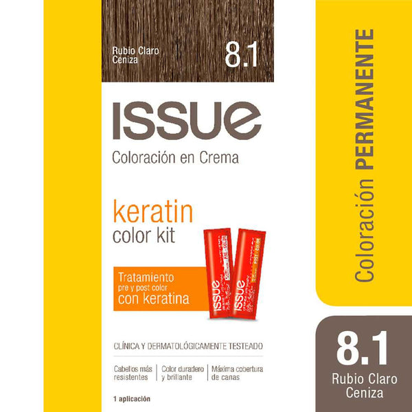 Issue Permanent Keratin Enriched Hair Color Kit Nbr. 8.1 Light Ash Blonde - Repair and Strengthen Hair While Coloring