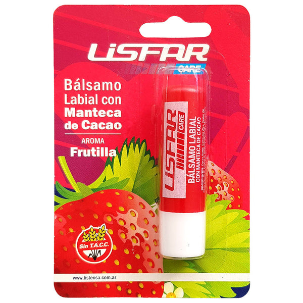 Lisfar Strawberry Lip Balm without TACC - Natural, Non-Toxic, Cruelty-Free and Vegan Lip Care - 1 Unit