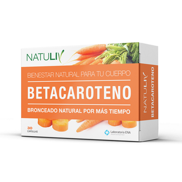 Natuliv Betacaroteno Dietary Supplements: 30 Tablets of Natural Beta-Carotene, Vitamin C & E, Gluten-Free, No Artificial Colors or Flavors
