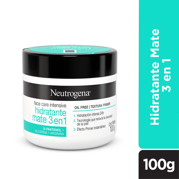 Neutrogena Face Care Intensive Matte Moisturizing Cream 3In1 | Paraben-free, Hypoallergenic | 100ml/3.38 Fl Oz