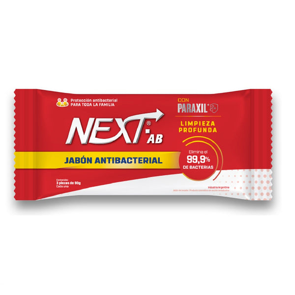 Next Ab Soap X 3 Units (270Gr/9.12Oz): Natural, Moisturizing, Antibacterial, pH Balanced, Hypoallergenic, Paraben-Free, Non-Drying, Lathers Well, Fragrance-Free & Cruelty-Free