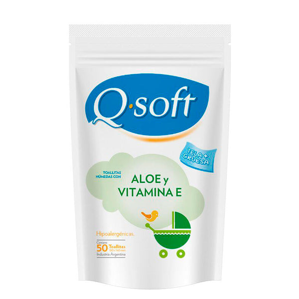 Q Soft Aloe and Vitamin E Moisturizer - 50 Units Ea. - Hypoallergenic, Natural Aloe Vera, Gentle Cleansing Emulsion for Baby Skin