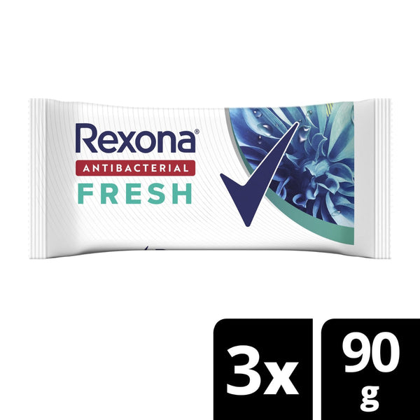 Rexona Antibacterial Fresh Bar Soap (270Gr / 9.12Oz) - Kills 99.9% of Bacteria, Moisturizes & Hypoallergenic